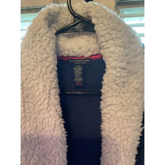 U.S. Polo Assn. Plush Robe Sherpa Collar Belted Pockets Loungewear L/G - Picture 3 of 10